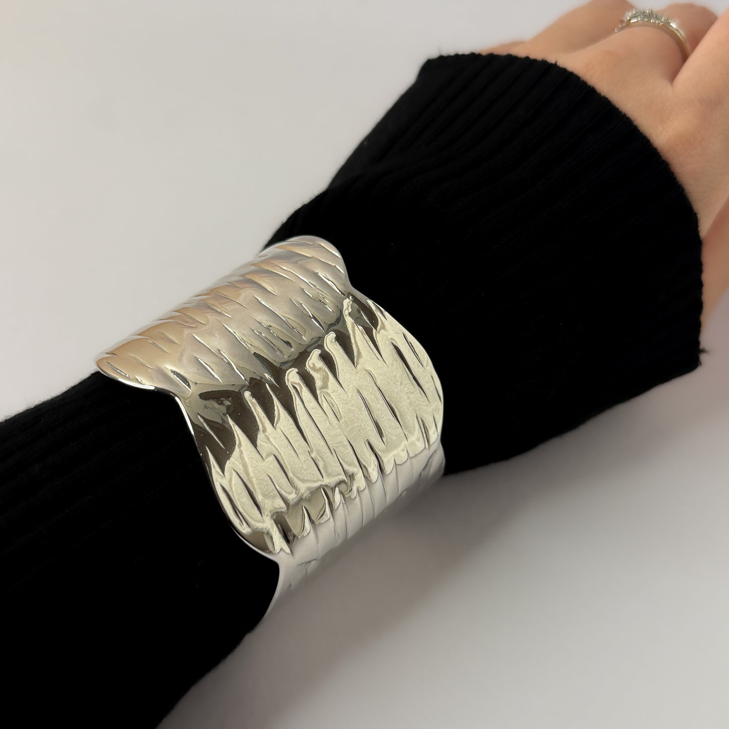 Anti Tarnish Wide Cuff Statement Bracelet