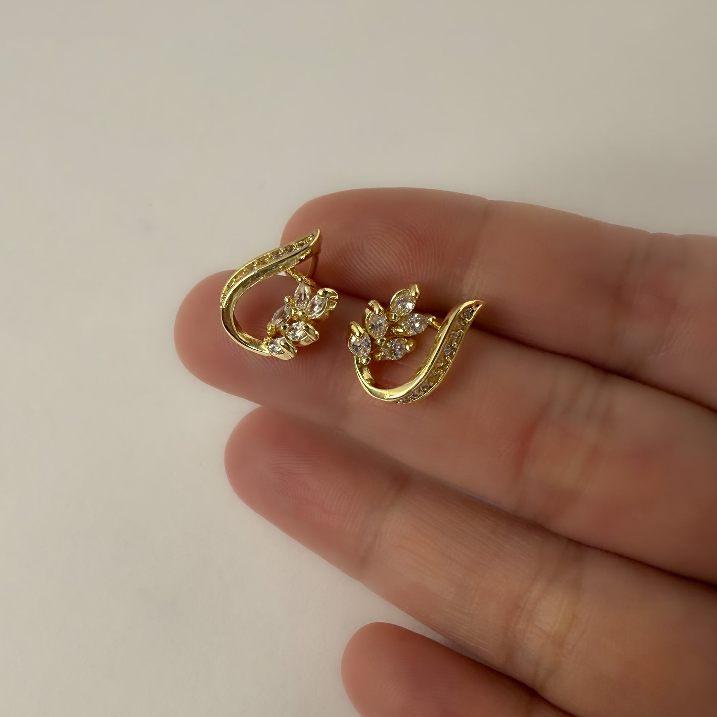 18K Gold Plated Twist Flower Earrings