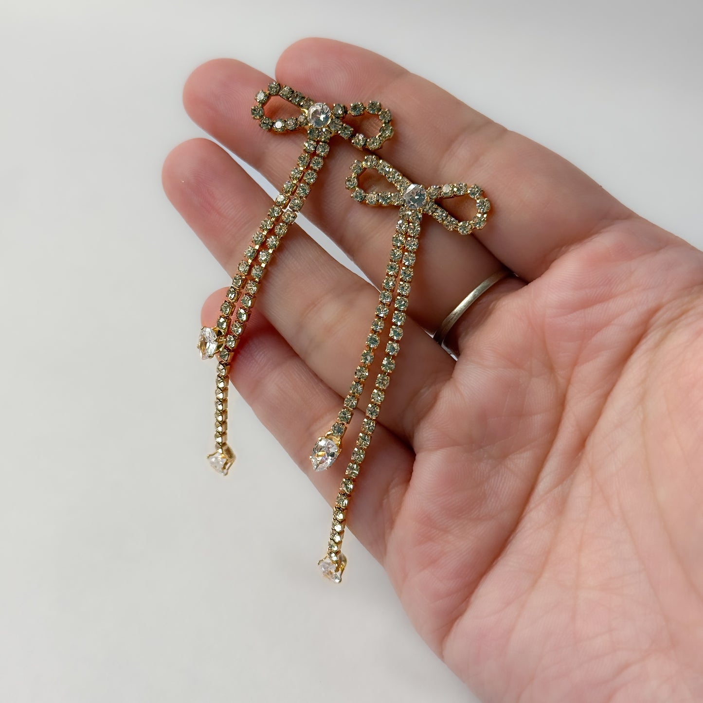 Korean Bow Rhinestone Earrings