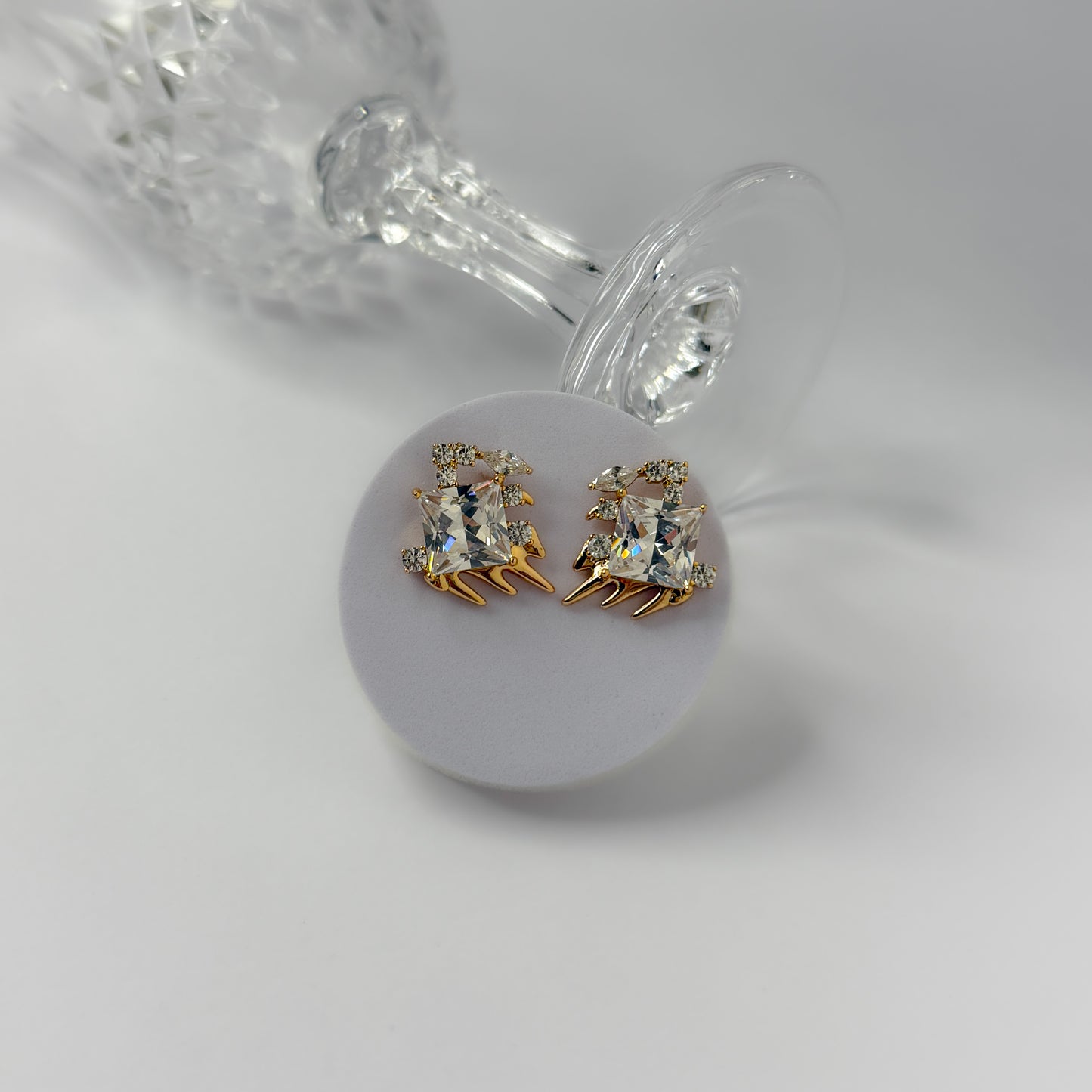 18K Gold Plated Solitaire Stud Earrings