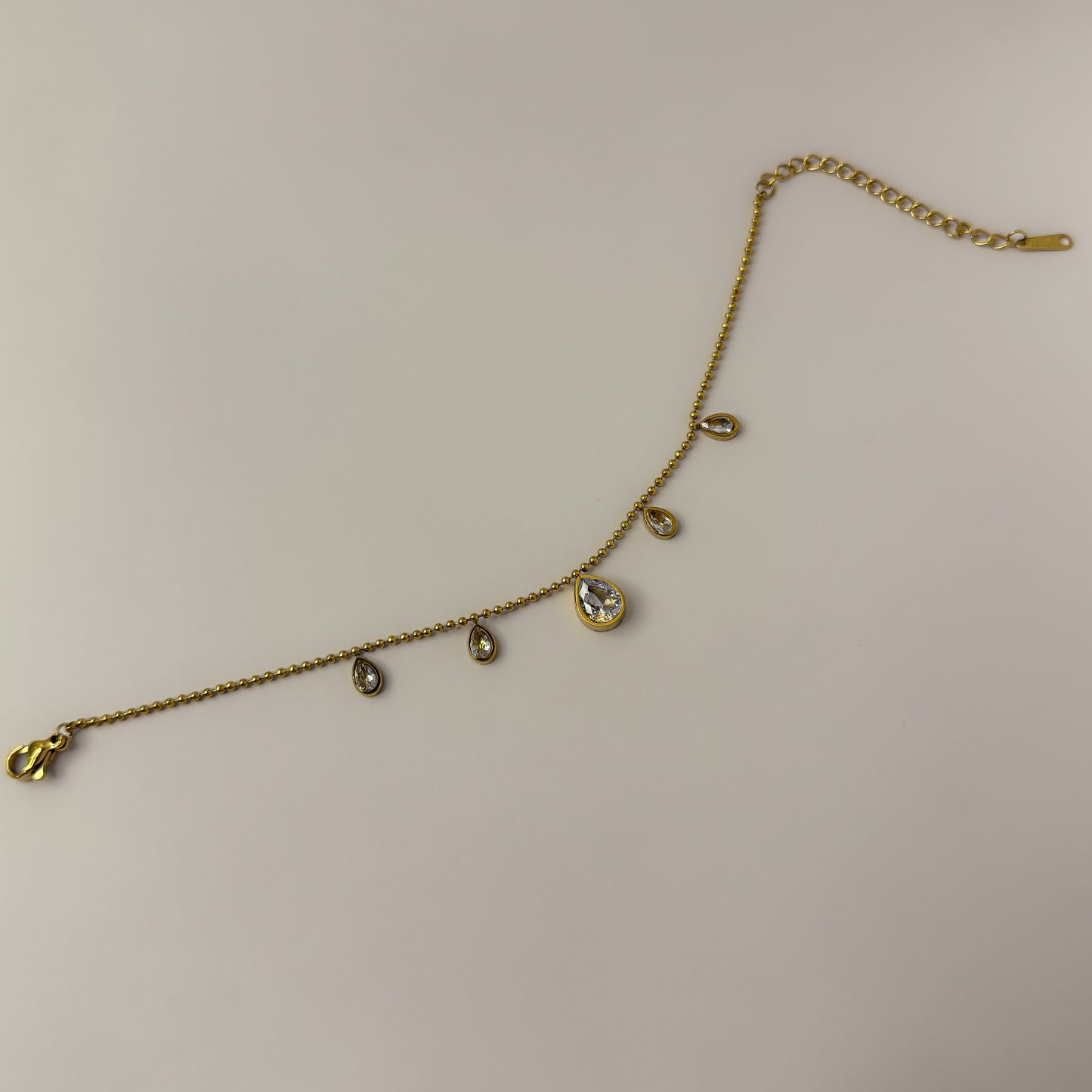 18K Gold Plated Teardrop AD Stone Dainty chain Bracelet