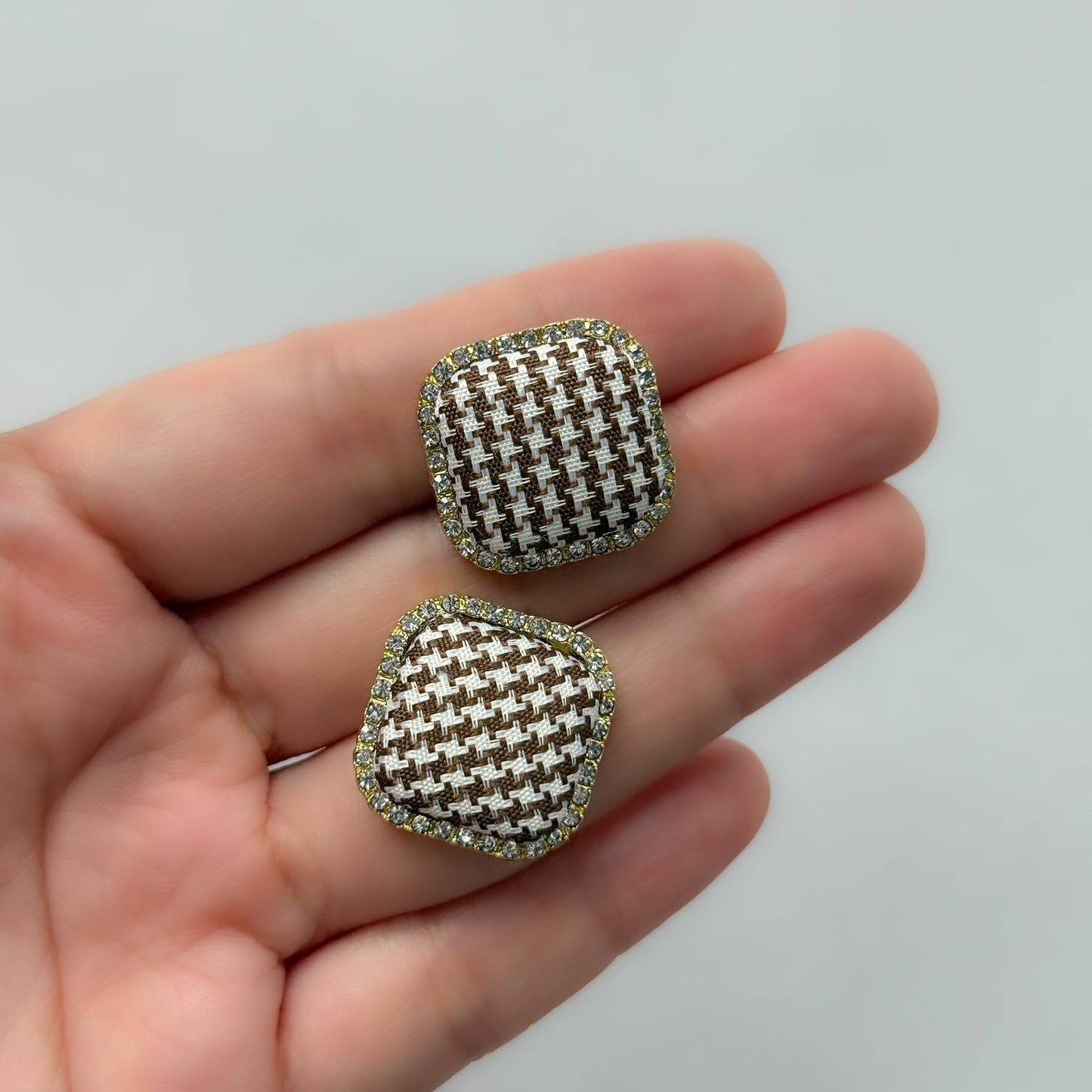 Korean Classy Brown Tweed Earrings