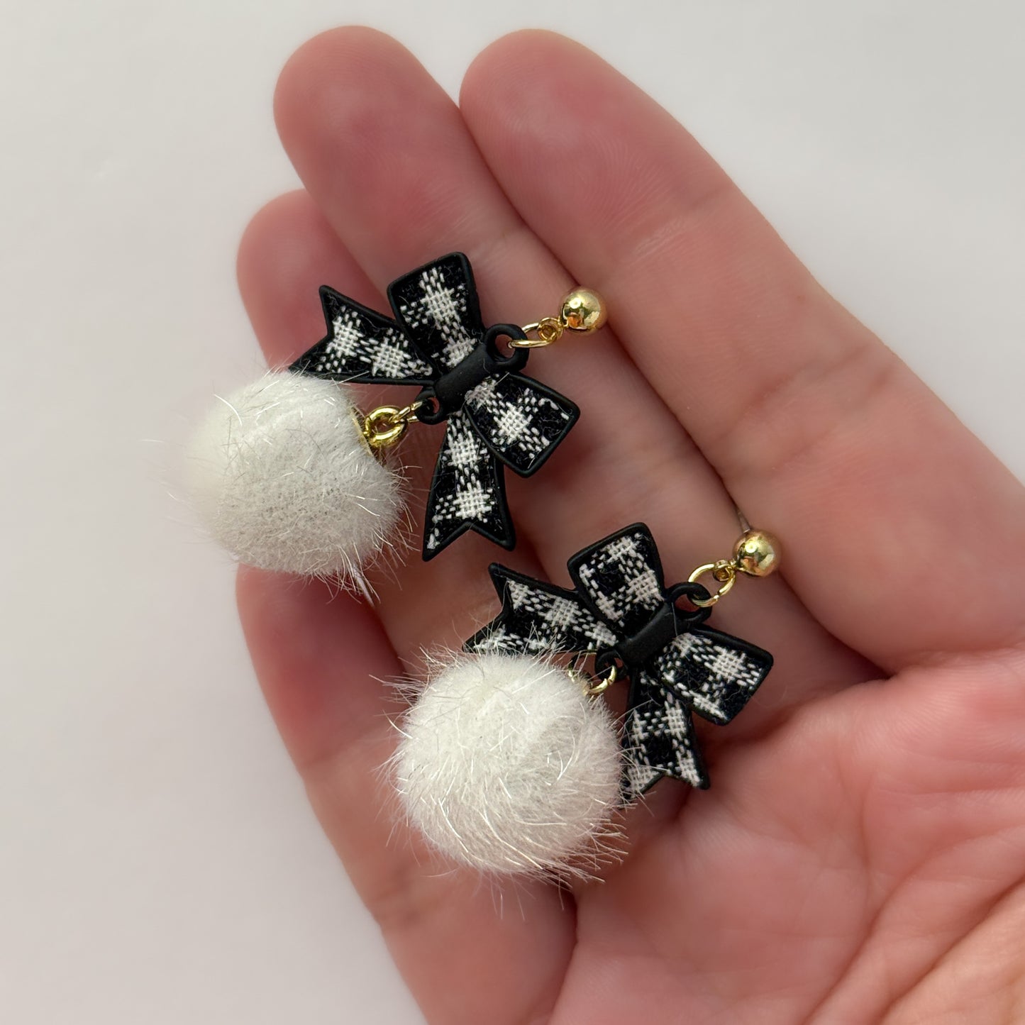 Cute Korean Furry Bow Earrings