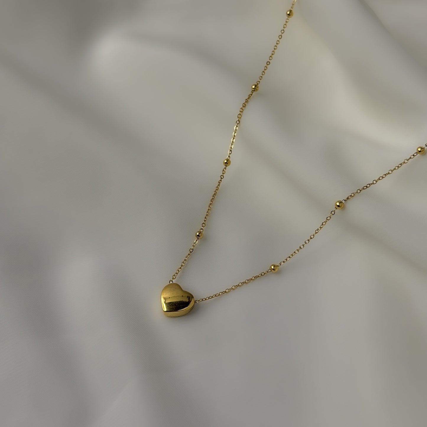 18K Gold Plated Beaded Heart Necklace