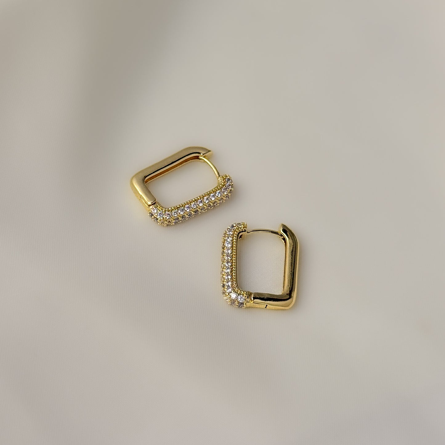 18K Gold Plated AD Stone Chic Hoops