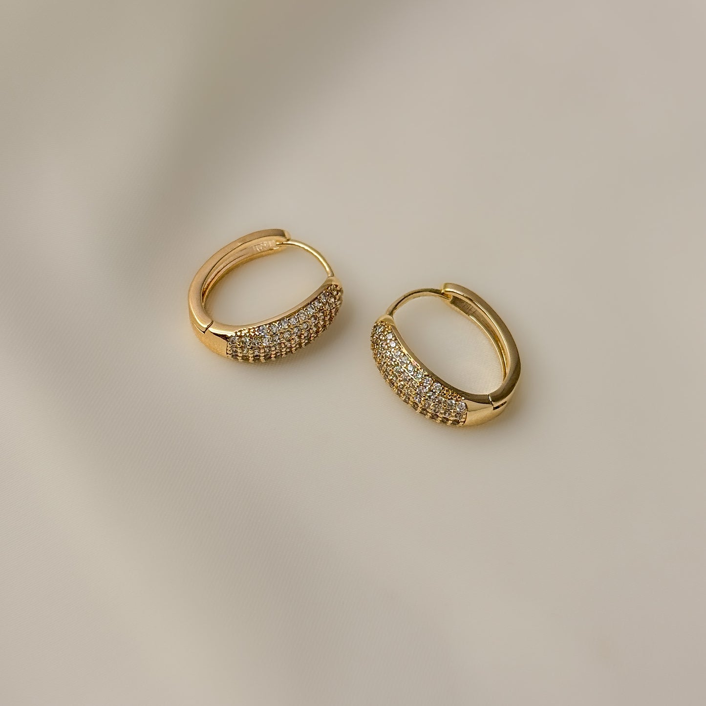 18K Gold Plated Classy AD Stone Hoops