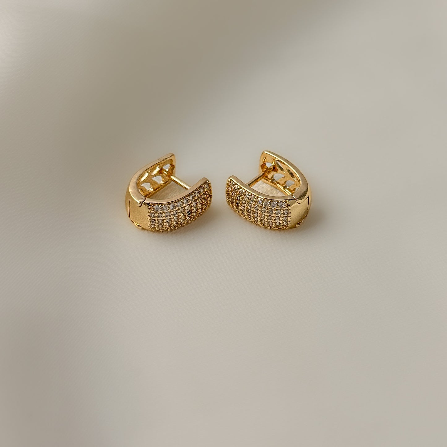 18K Gold Plated AD Stone Small Hoops