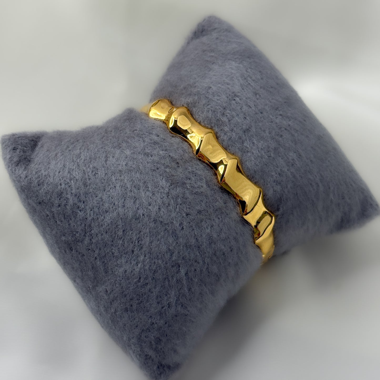 18K Gold Plated Wavy Bamboo Solid Bracelet
