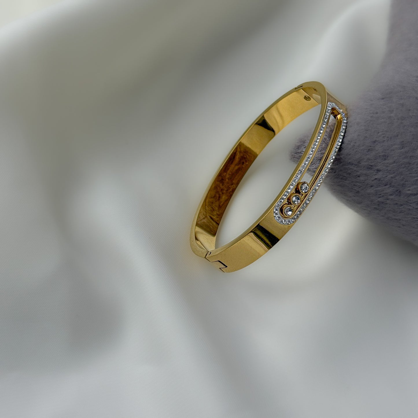 18K Gold Plated AD Stone Slider Bracelet