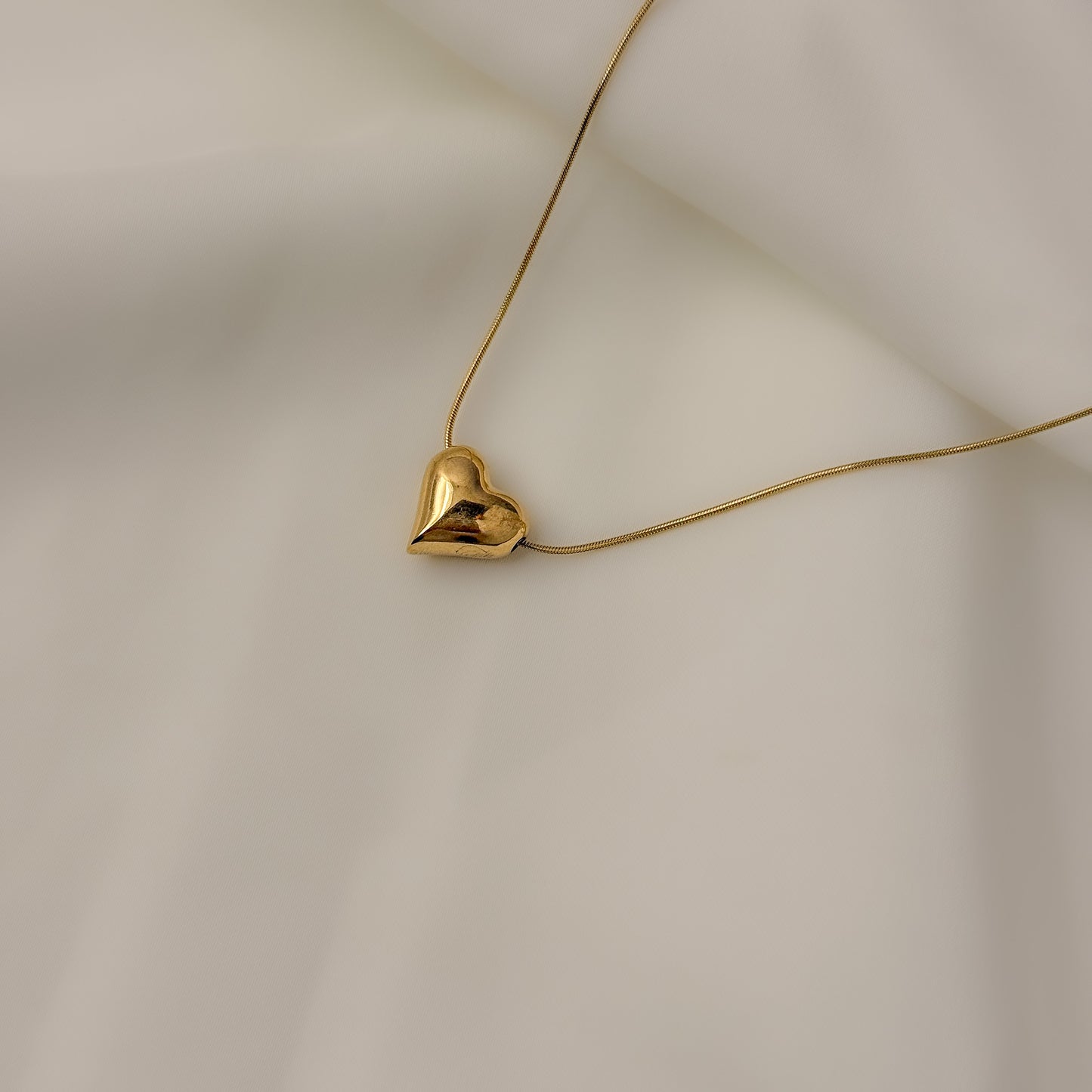 18K Gold Plated Puffy Heart Necklace