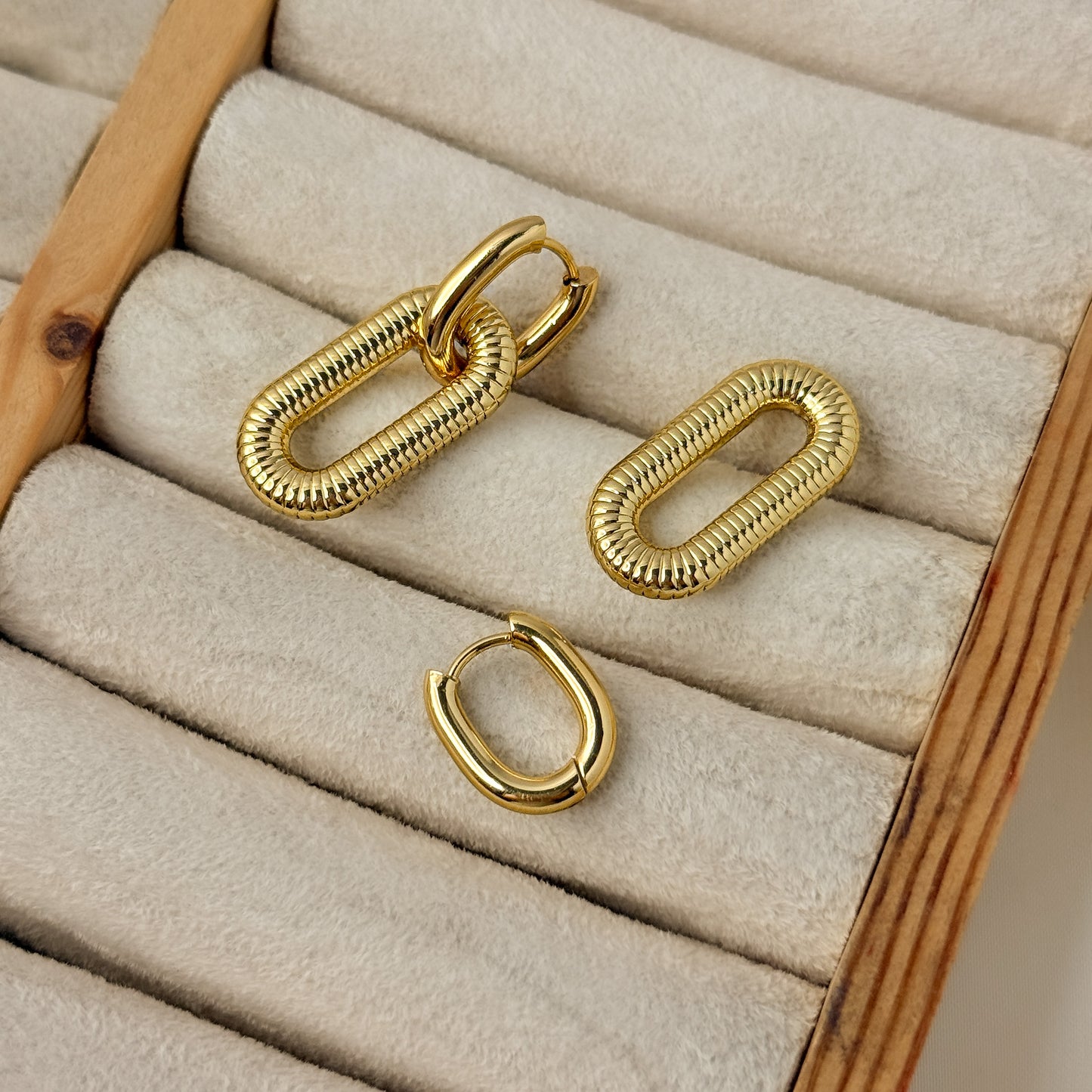 18K Gold Plated 2in1 Linked Hoop Earrings