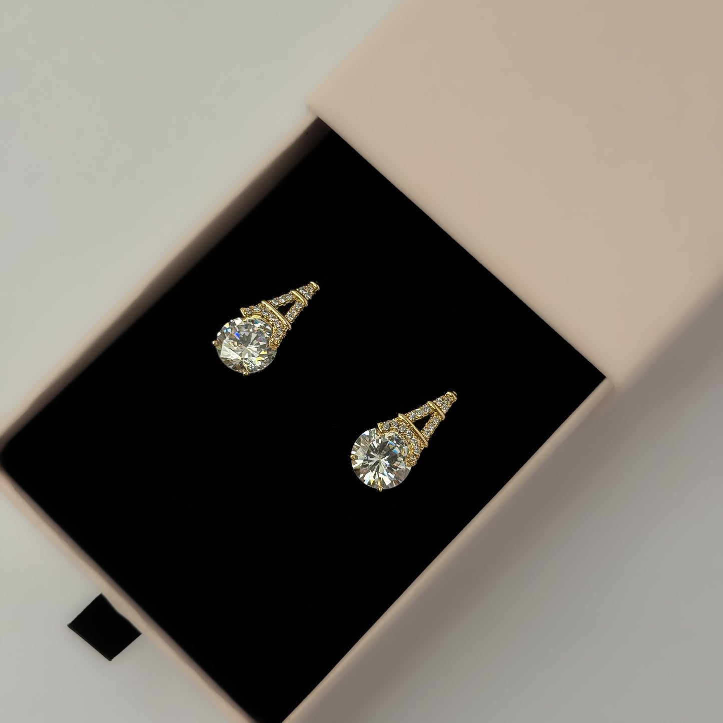 Premium 18K Gold Plated Solitaire Stone Earrings