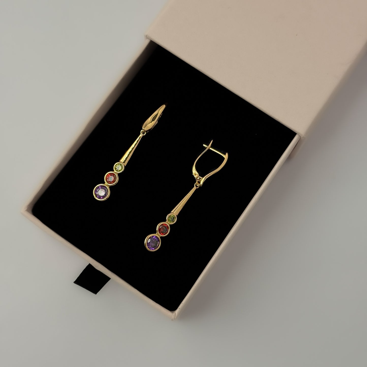 Premium 18K Gold Plated Multi Colour Sleek Drop Earrings