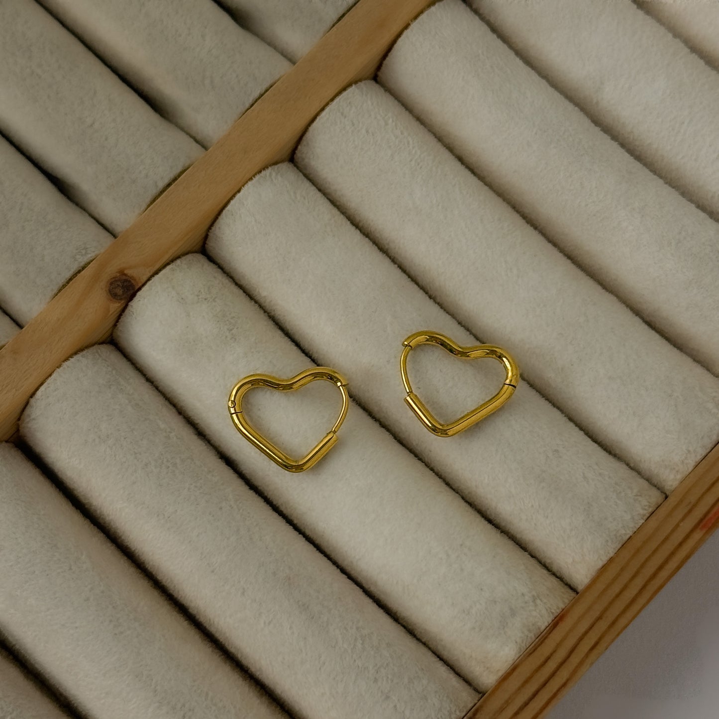 Stainless Steel Heart Minimal Hoops