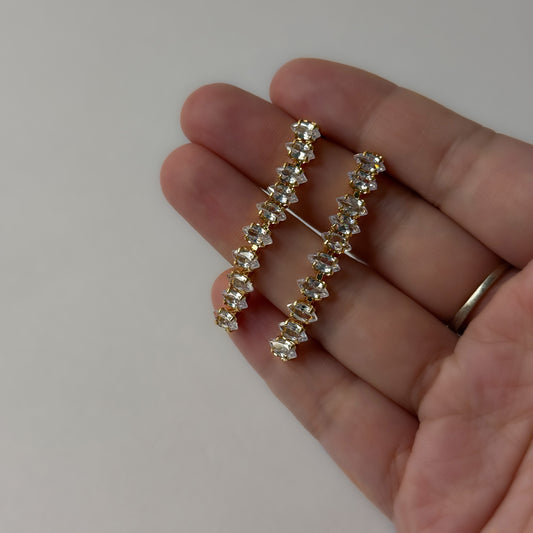 Navette Golden Rhinestone Dainty Earrings