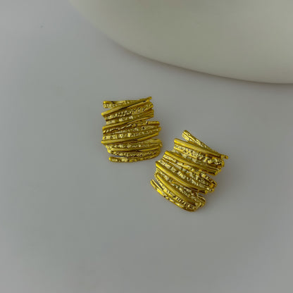 18K Gold Plated Crushed Statement Earrings