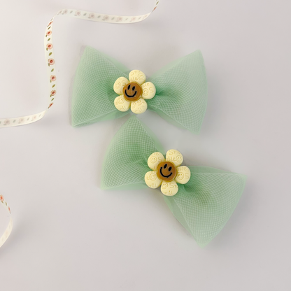 Korean Sunflower Bow Alligator Clips