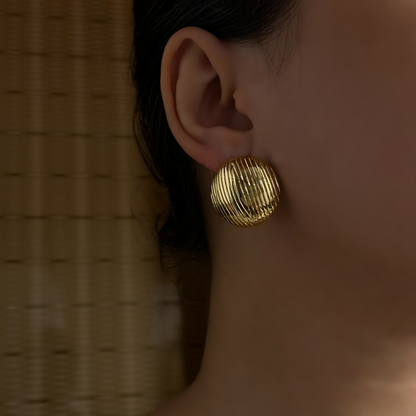 18K Gold Plated Half Spherical Earrings