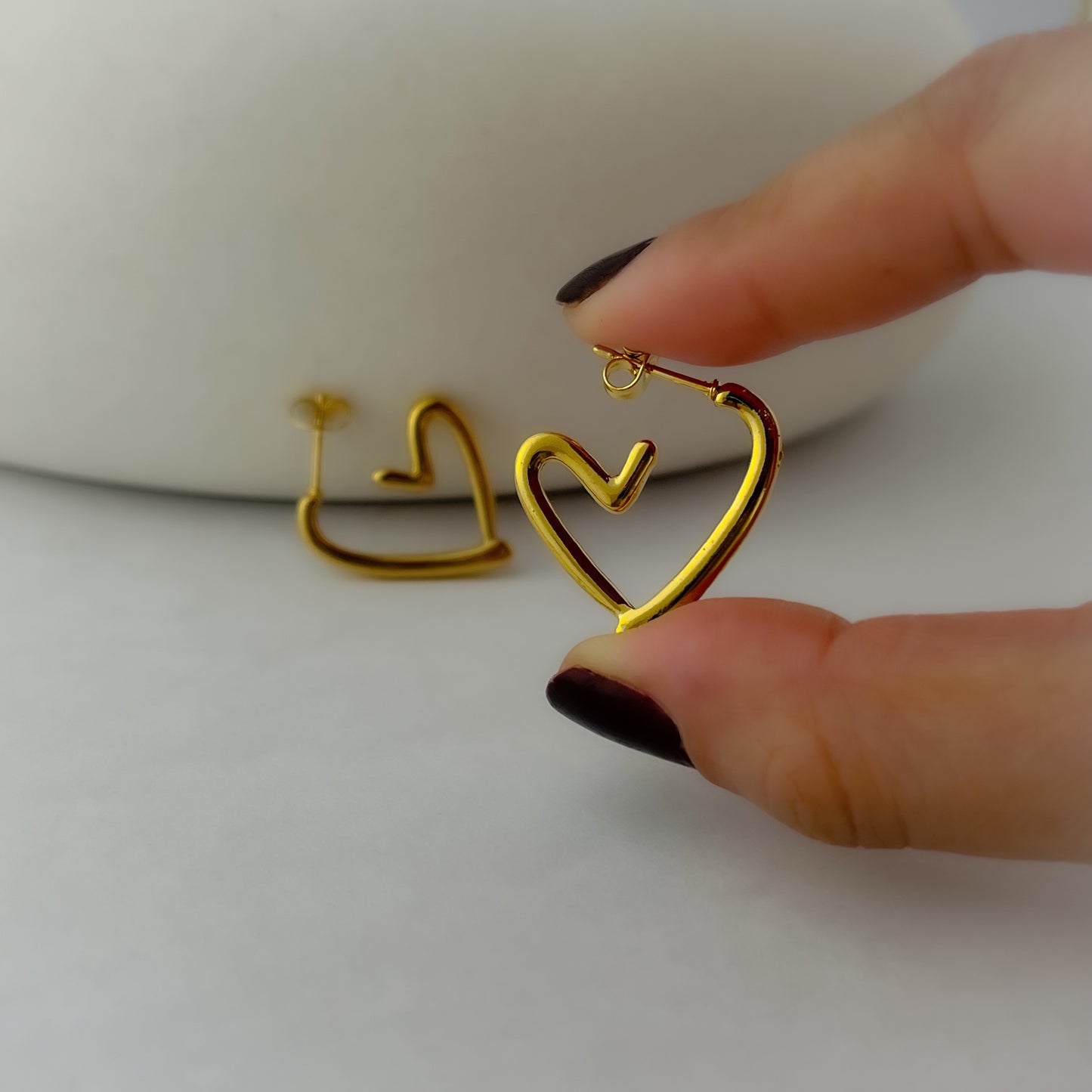 Stainless steel Minimal Heart hoop Earrings