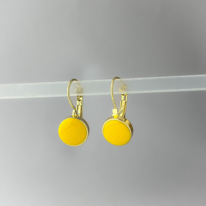 Korean Yellow Drop Hoops