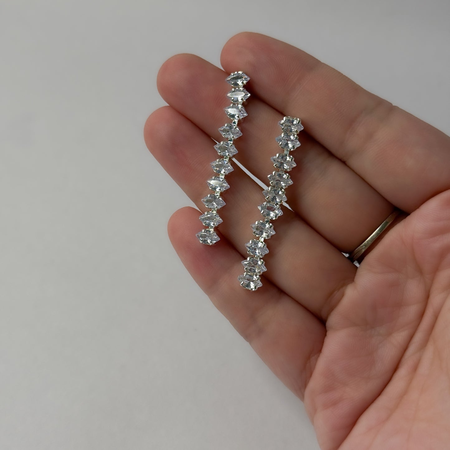 Navette Rhinestone Dainty Drop Earrings