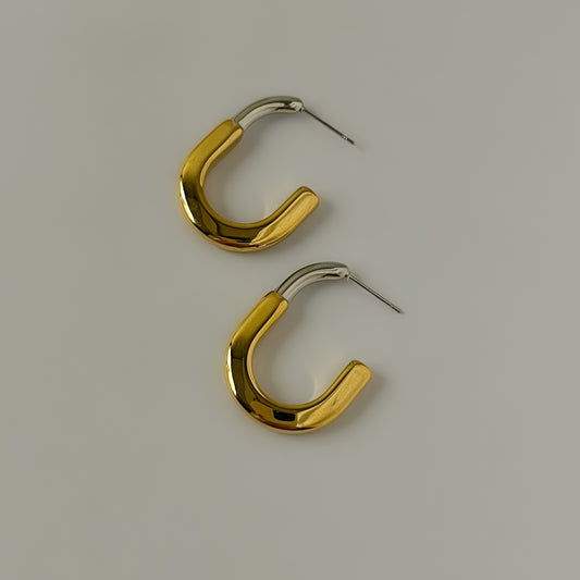 18K Gold Plated Two Toned Half hoops