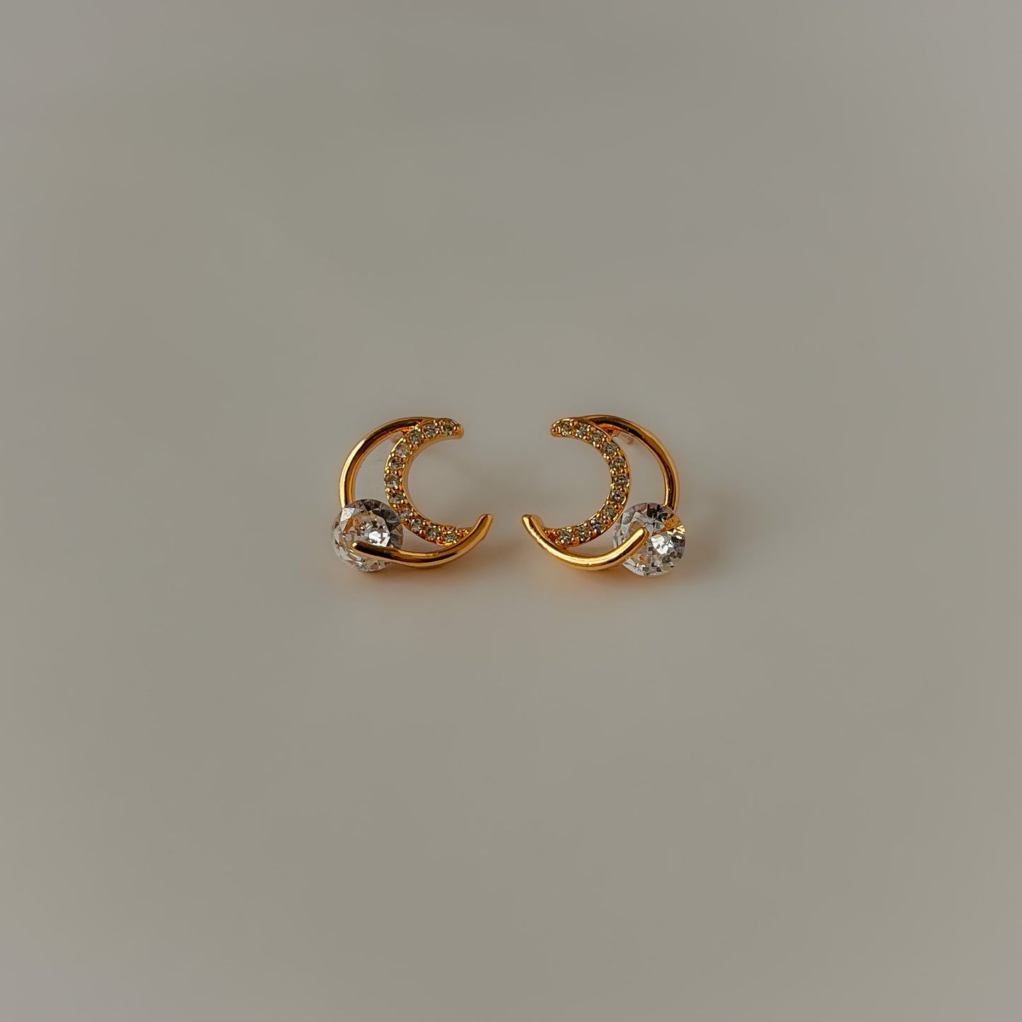 18K Gold Plated Half Moon Stud Earrings