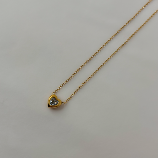 18K Gold Plated AD Stone Heart Necklace