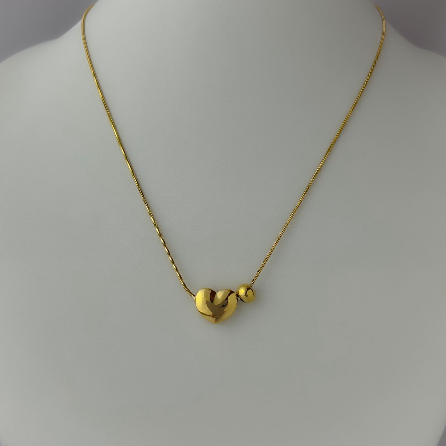 18K Gold Plated Gold Pearl Heart Necklace