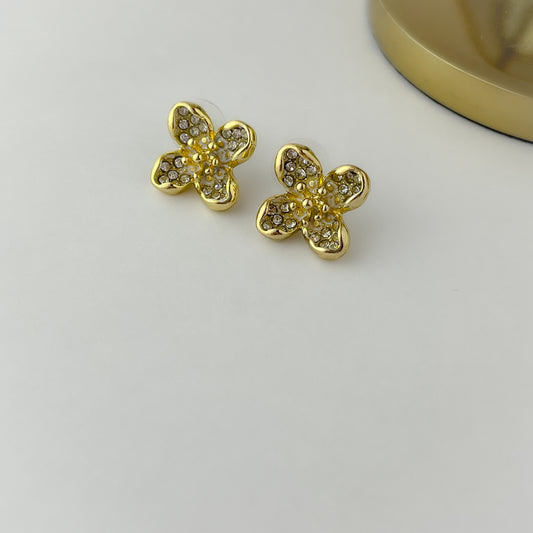 Korean Elegant Flower Stone Earrings