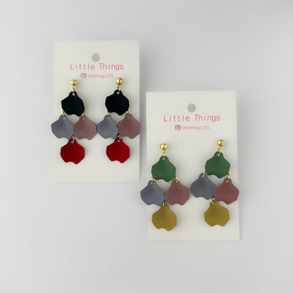 Korean Mutli-Color Petals Drop Earrings