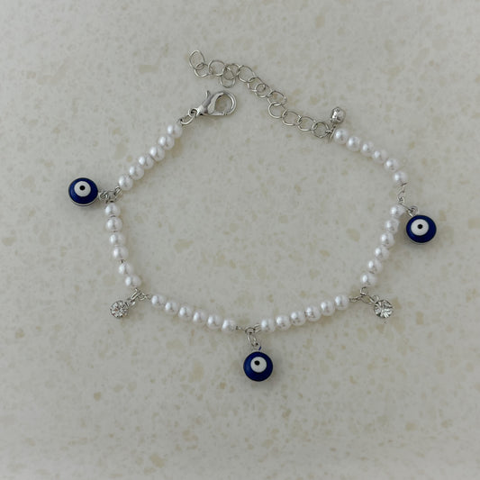 Pearl Evil Eye Charms Bracelets