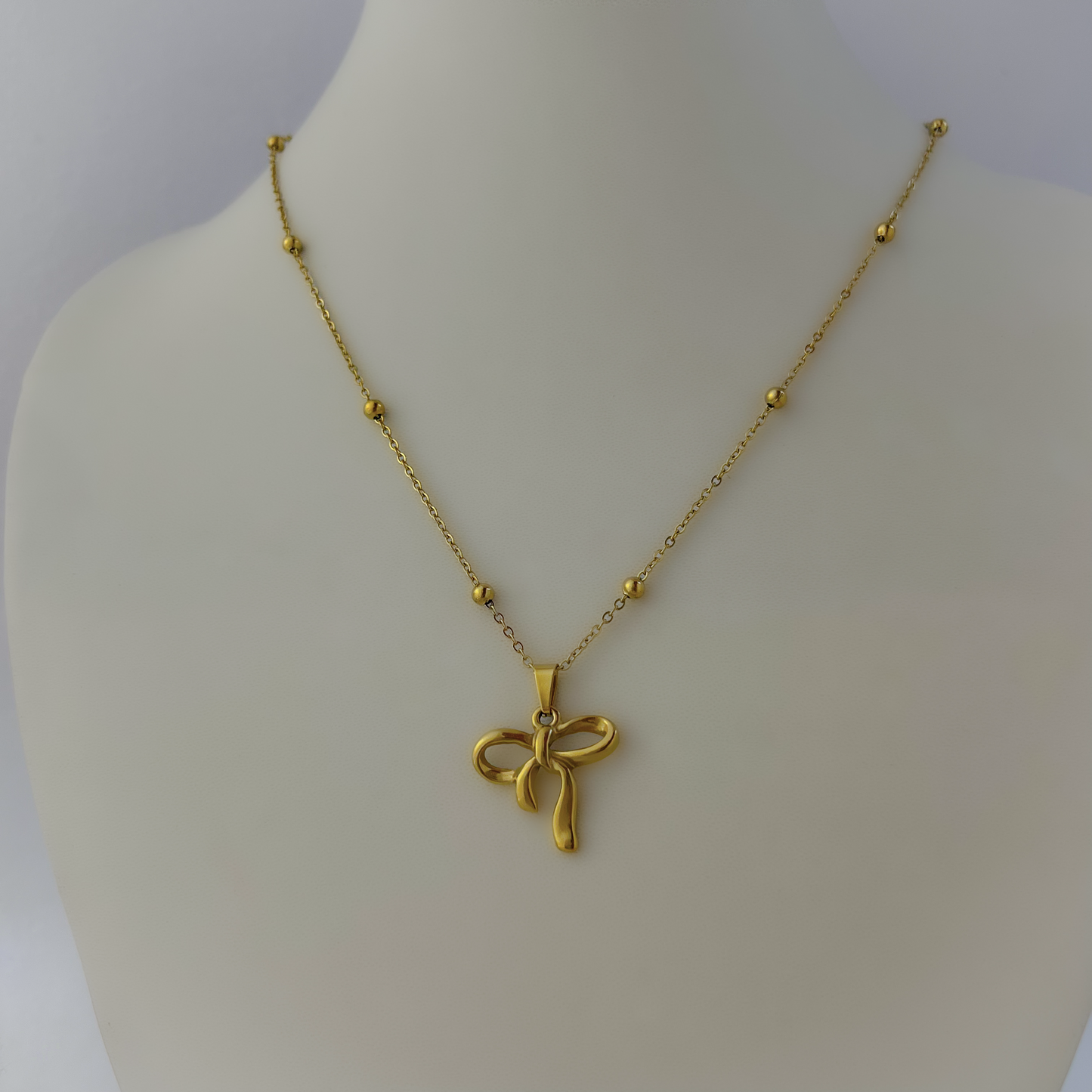 18K Gold Plated Pretty Bow Necklace