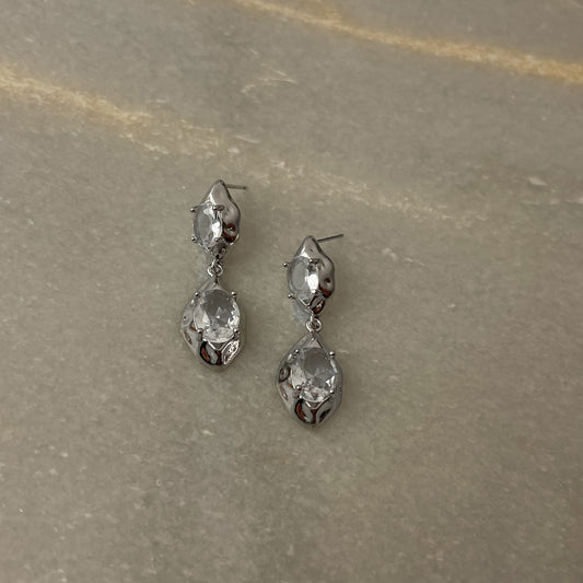 Stainless Steel Glass Cut Earrings