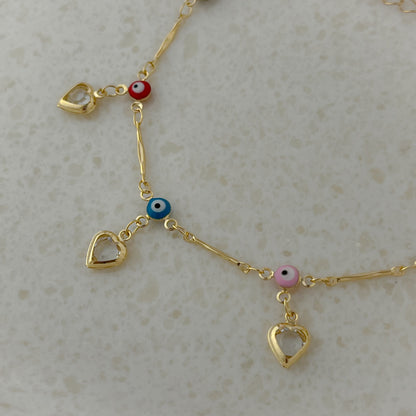 Evil Eye Crystals Heart Bracelets