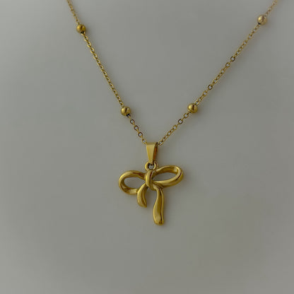 18K Gold Plated Pretty Bow Necklace