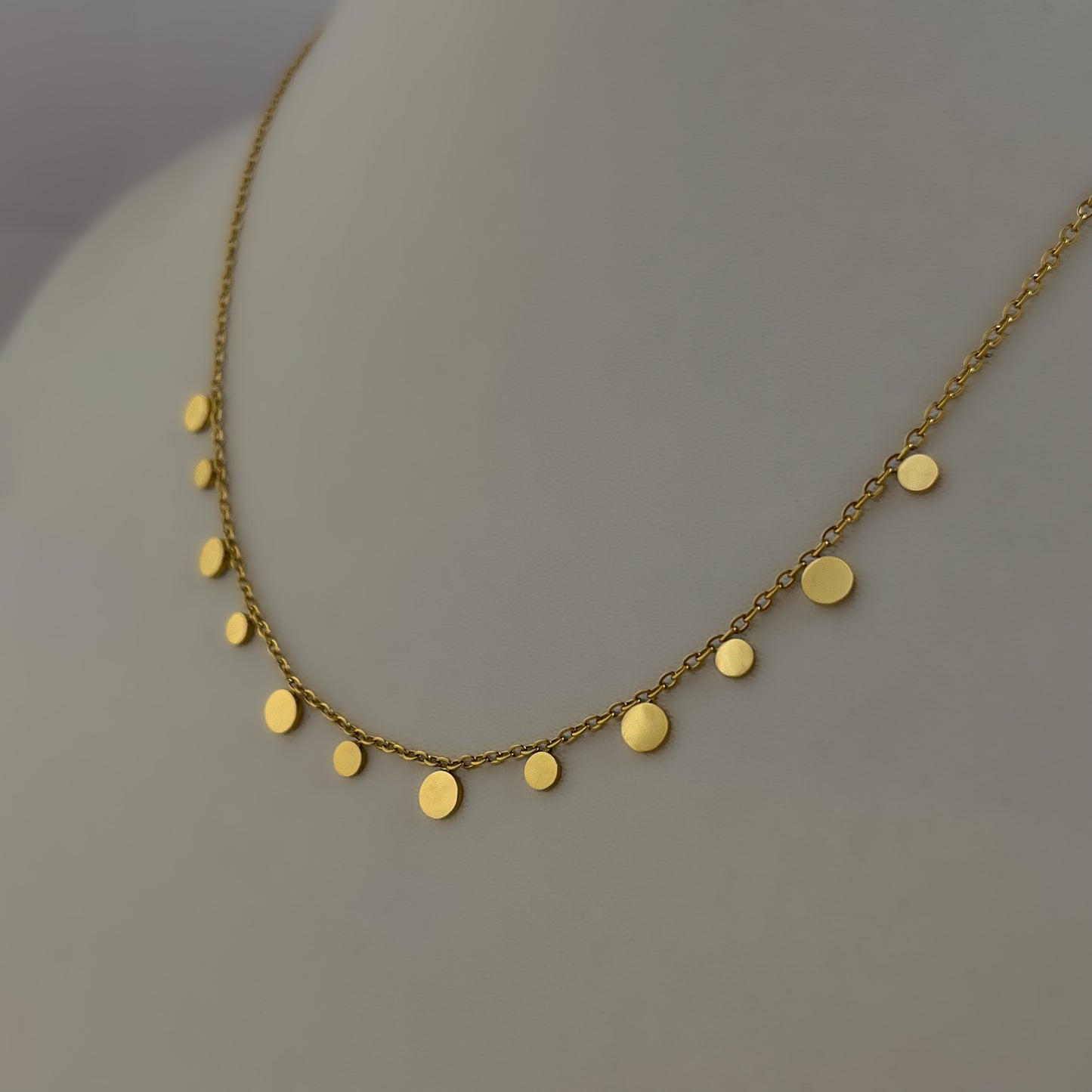 18K Gold Plated Round Charms Necklace