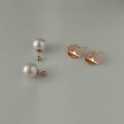 Stainless Steel 4in1 Rose Gold Earrings