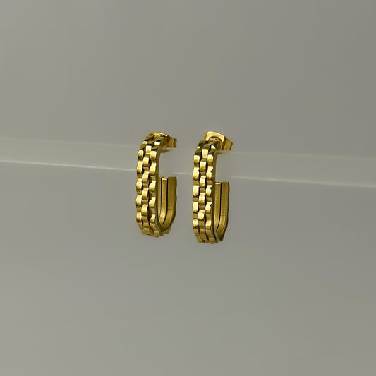 18K Gold Plated 3D Weaved Half Hoops