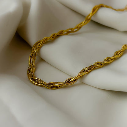 18K Gold Plated Braided Necklace