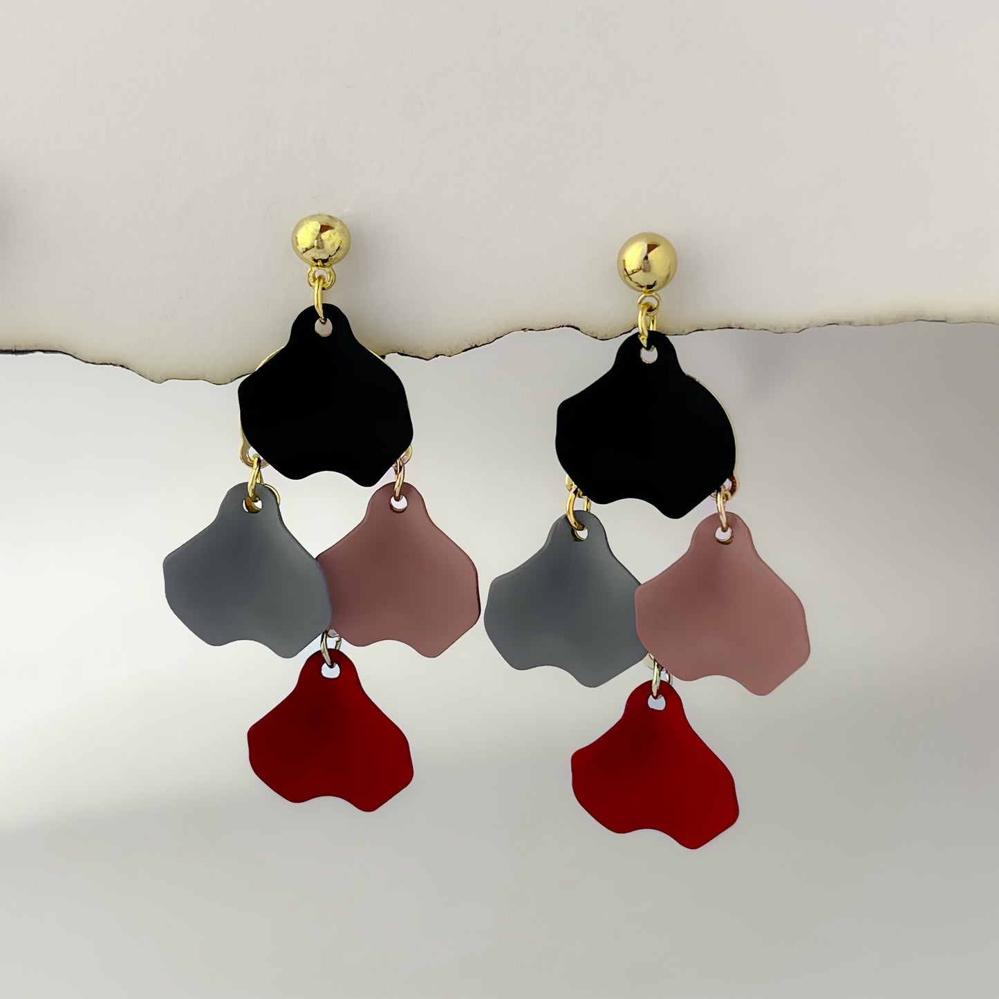 Korean Mutli-Color Petals Drop Earrings