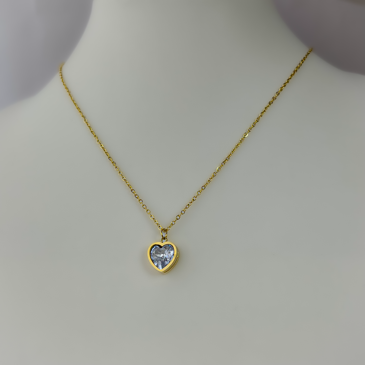 18K Gold Plated AD Stone Heart Necklace