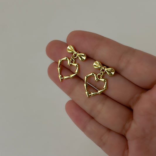 Cute Bow Heart Earrings