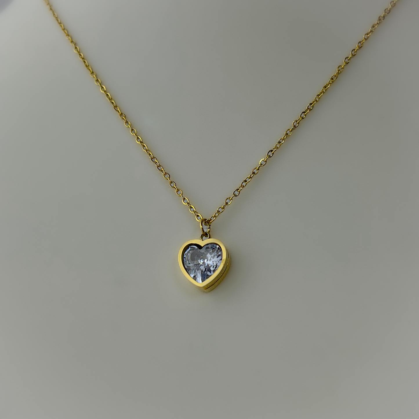 18K Gold Plated AD Stone Heart Necklace