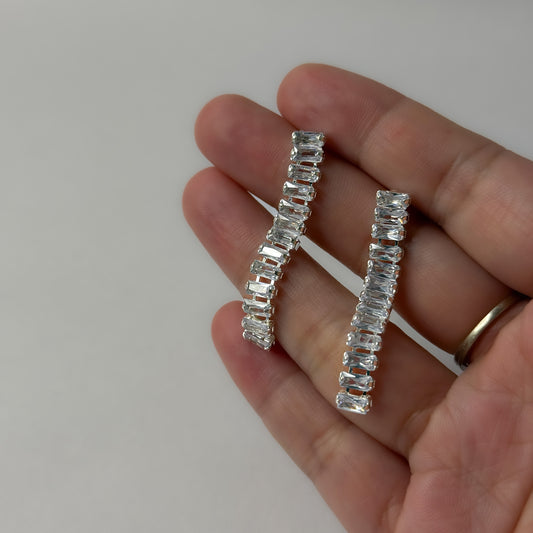 Rectangle Rhinestone Drop Earrings