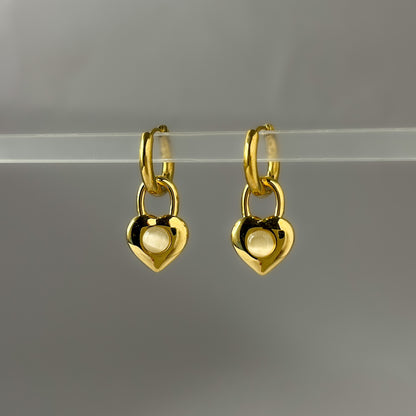 18K Gold Plated 3in1 Lock Heart Earrings