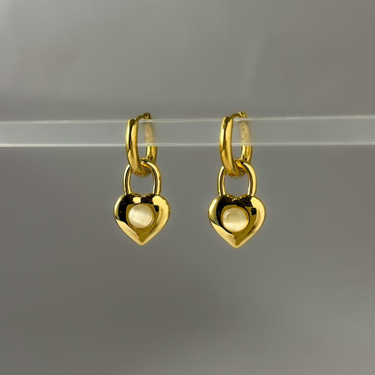 18K Gold Plated 3in1 Lock Heart Earrings