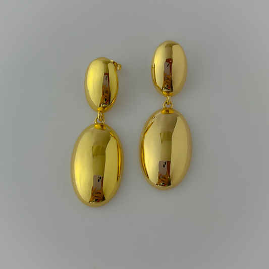 18K Gold Plated Statement Double Drop Earrings