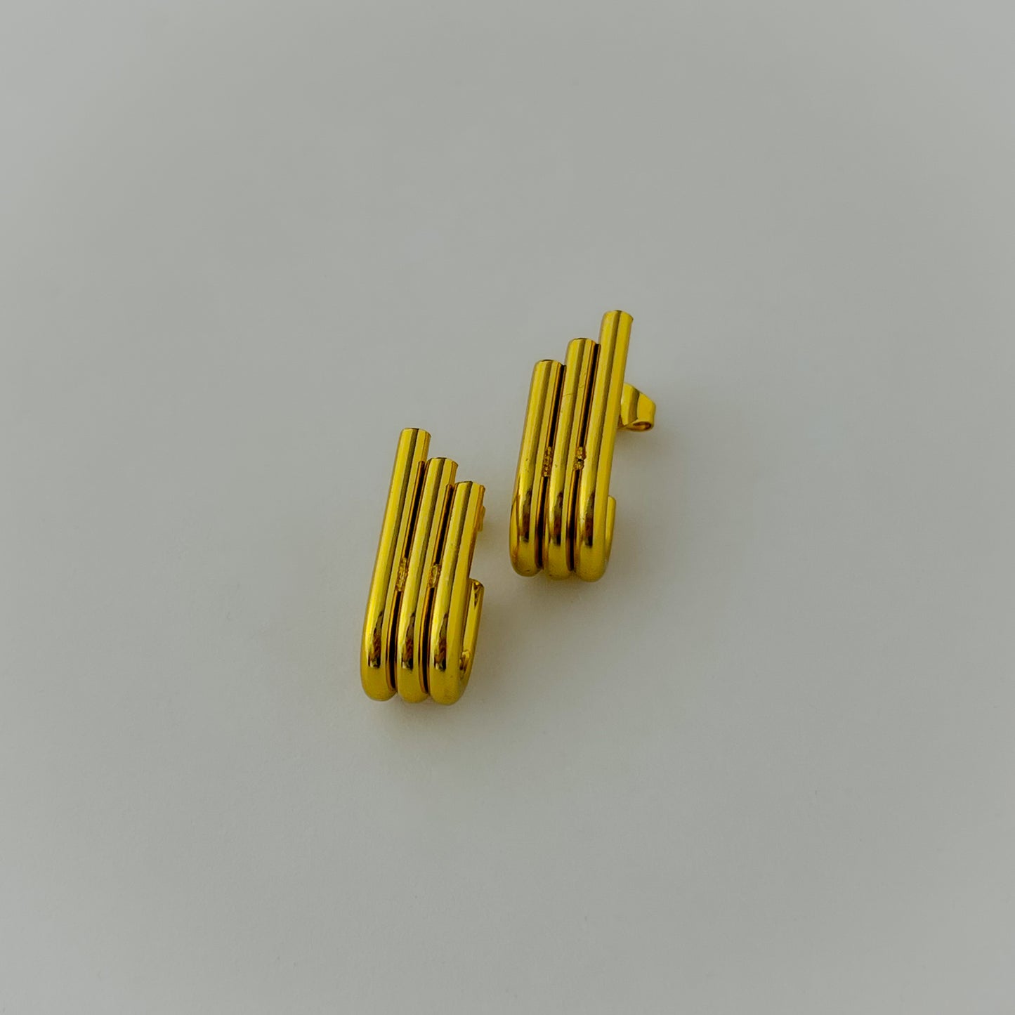 18K Gold Plated Triple Rail Earrings