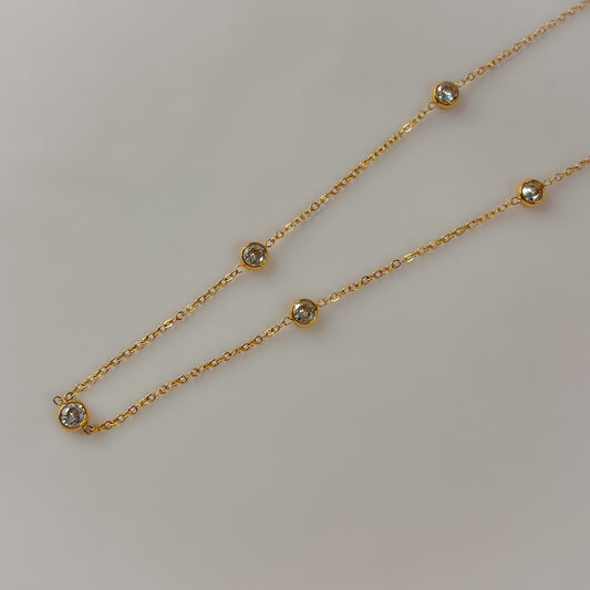 18K Gold Plated AD Stones Dainty Necklace